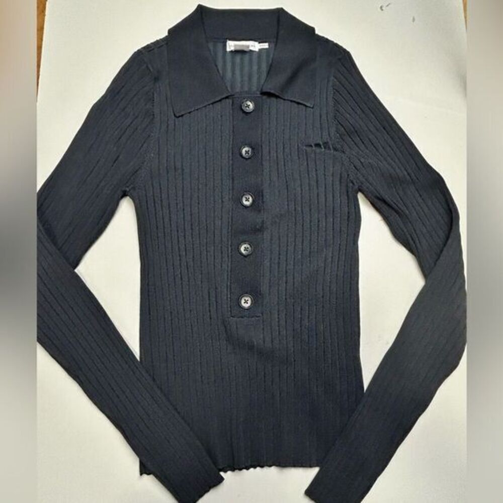 GOOD AMERICAN plaited Rib Polo Shirt‎ sz S/M